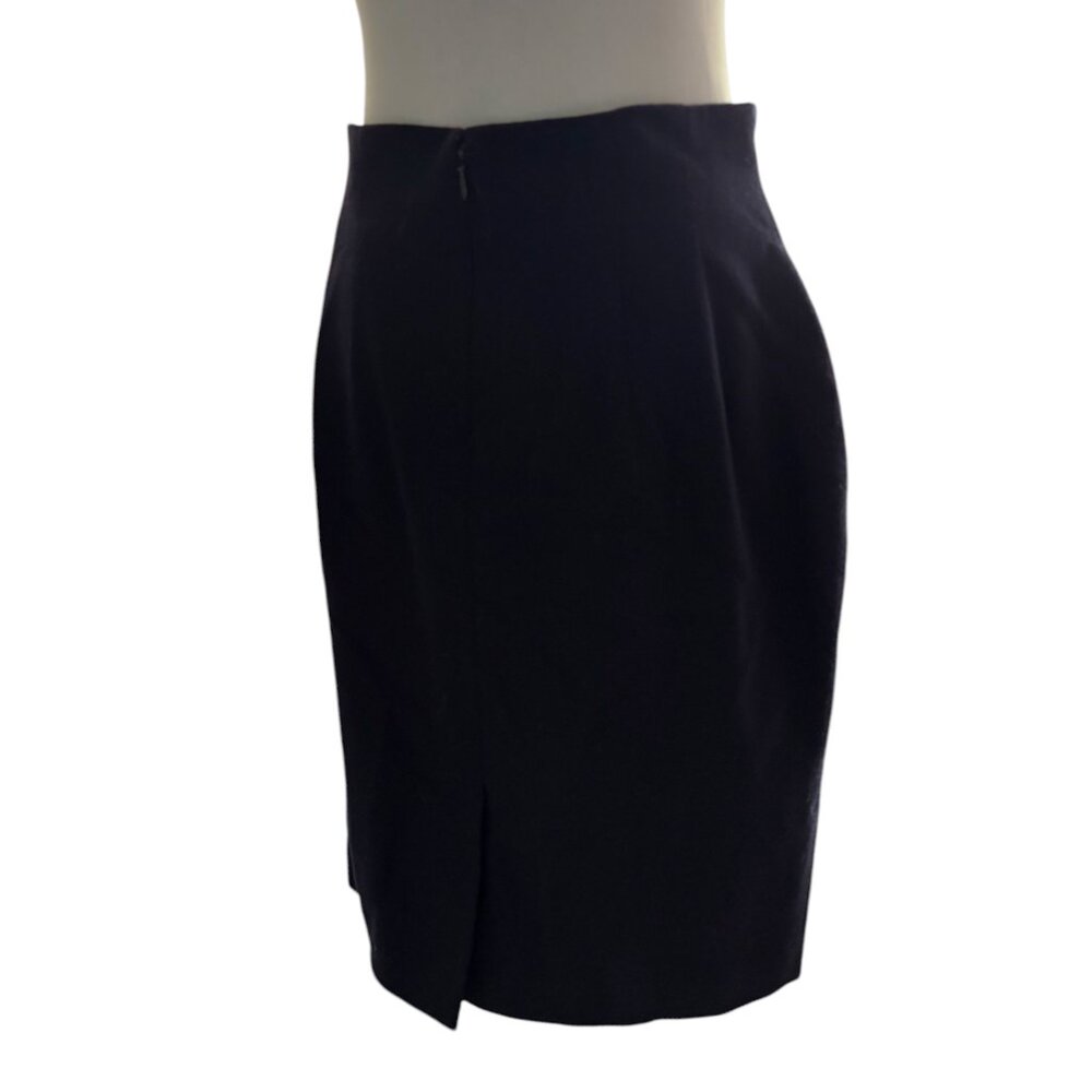 Vintage Valerie Stevens Petites Y2K‎ 90s 100% Wool pleated black skirt sz 10P - Picture 3 of 10
